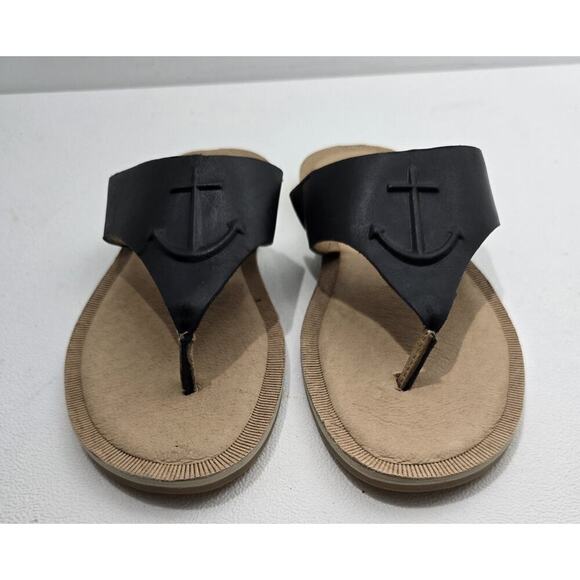 SPERRY Seaport Thong Sandals Black Non-Slip Round Toe Slip On Anchor Sz 5 M - Picture 4 of 6